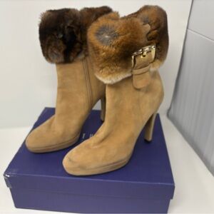 Stuart Weitzman VINTAGE  REX Rabbit fur & suede boots!  NWOT!  Rare Find!